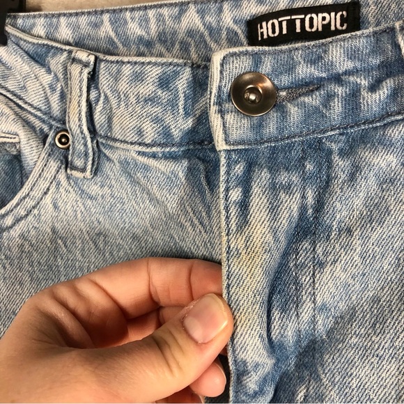 Hot Topic Wide Leg Lace Up Jeans Size 9 Blue Heart Pockets Nu Mall Goth E-Girl - Picture 6 of 11